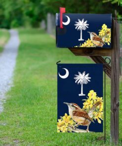 South Carolina Garden Flag & Mailbox Cover Carolina Wren with Yellow Jessamine BNN573MF
