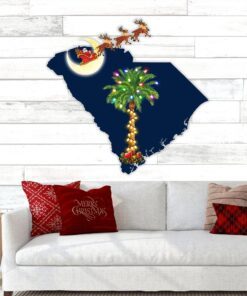 south carolina hanging metal sign santa on sleigh reindeer lnt789ms 8539