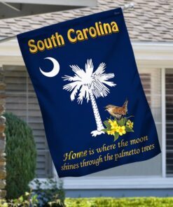 South Carolina State Flag Home Is Where The Moon Shines Through The Palmetto Trees Flag MLN647F
