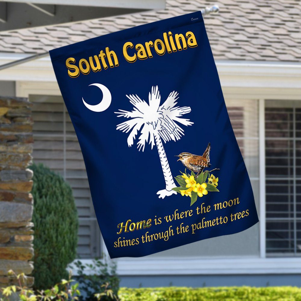 South Carolina State Flag Home Is Where The Moon Shines Through The Palmetto Trees Flag MLN647F