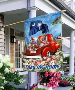 South Carolina Take Me Home Country Roads Red Truck Flag MLH1684F