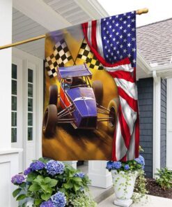 Sprint Car Dirt Track Racing American Flag TQN1386F