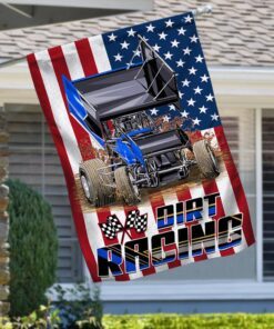 Sprint Car Racing. Dirt Track Racing American Flag TPT292Fn