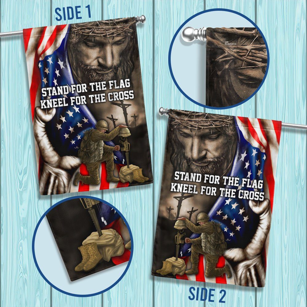 Stand For The Flag, Veteran Memorial Jesus Christian Flag TPT849F - Image 2