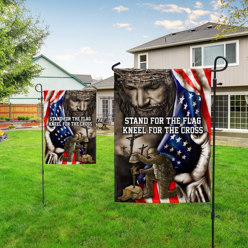 Stand For The Flag, Veteran Memorial Jesus Christian Flag TPT849F - Image 5