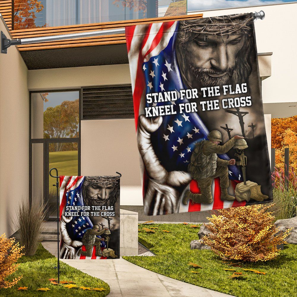 Stand For The Flag, Veteran Memorial Jesus Christian Flag TPT849F - Image 8