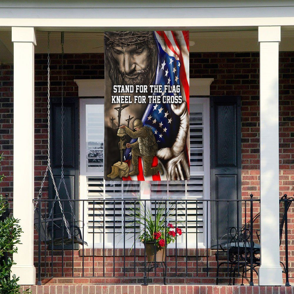 Stand For The Flag, Veteran Memorial Jesus Christian Flag TPT849F - Image 6