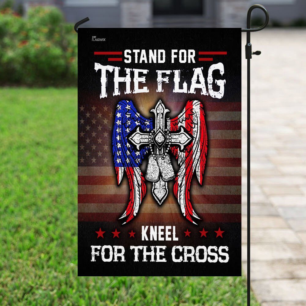Stand For The Flag Kneel For The Cross  Flag - Image 6