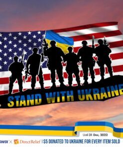 Stand With Ukraine. Ukraine America Flag THH3843GF