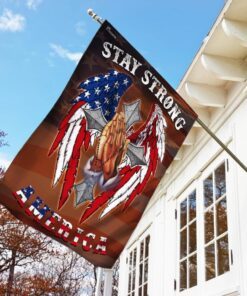 stay strong america. christian cross flag 1093