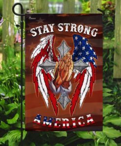 stay strong america. christian cross flag 2200