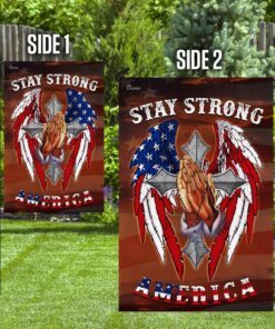 stay strong america. christian cross flag 7758
