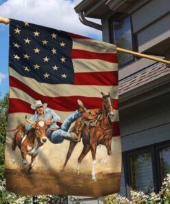 Steer Wrestling American Flag LHA1809F