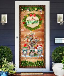 sugar skull christmas tree door cover 5934