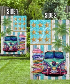 summer van on beach american flag 5705