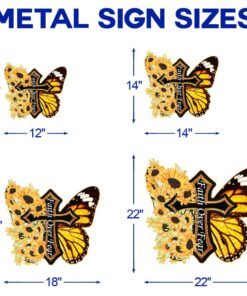 sunflower butterfly faith over fear cross multipiece metal sign decor pmm06mms 7556