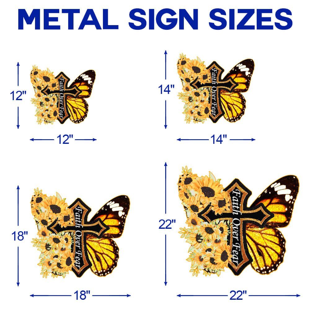 Sunflower Butterfly Faith Over Fear Cross Multipiece Metal Sign Decor PMM06MMS - Image 7