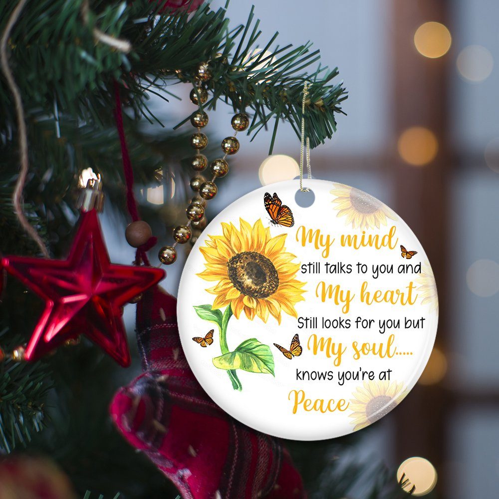 Sunflower Butterfly My Soul Knows You Are At Peace Ceramic Ornament MLN657O - Image 2