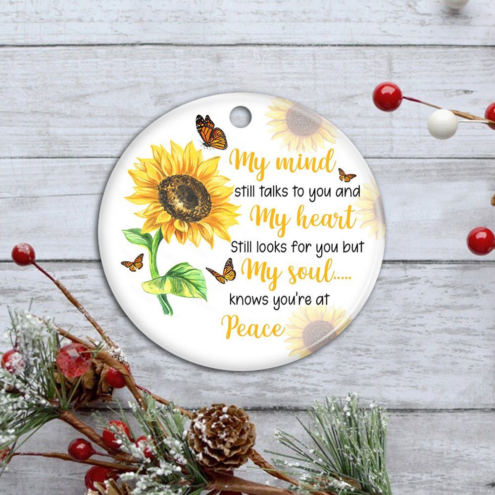 Sunflower Butterfly My Soul Knows You Are At Peace Ceramic Ornament MLN657O - Image 6
