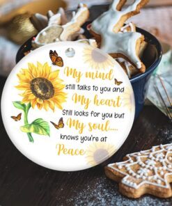 sunflower butterfly my soul knows you are at peace ceramic ornament mln657o 7114