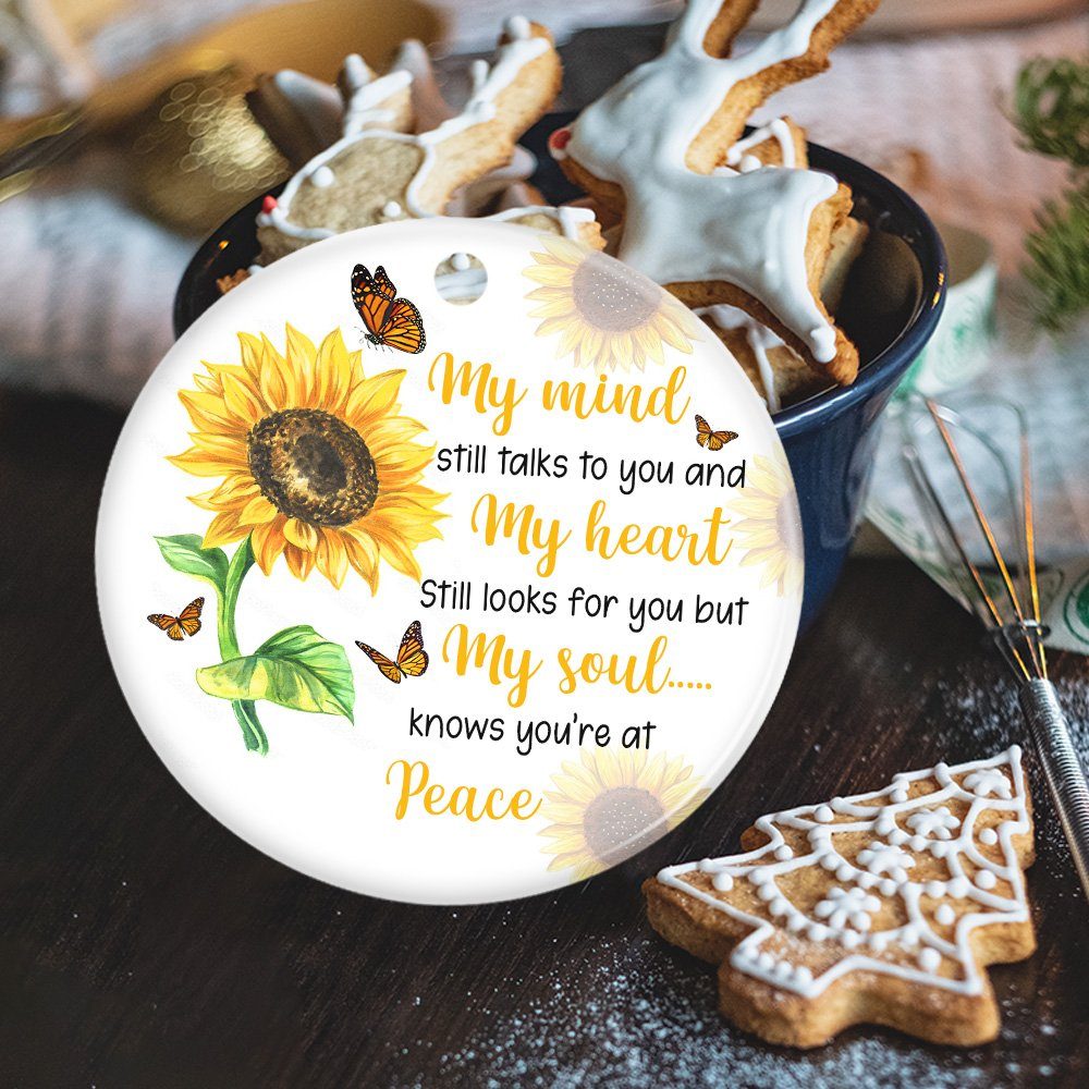 Sunflower Butterfly My Soul Knows You Are At Peace Ceramic Ornament MLN657O - Image 4