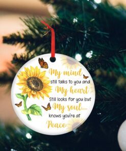 Sunflower Butterfly My Soul Knows You Are At Peace Ceramic Ornament MLN657O