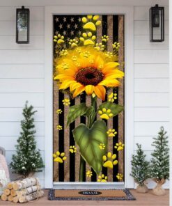 Sunflower Dog Paw Door Cover