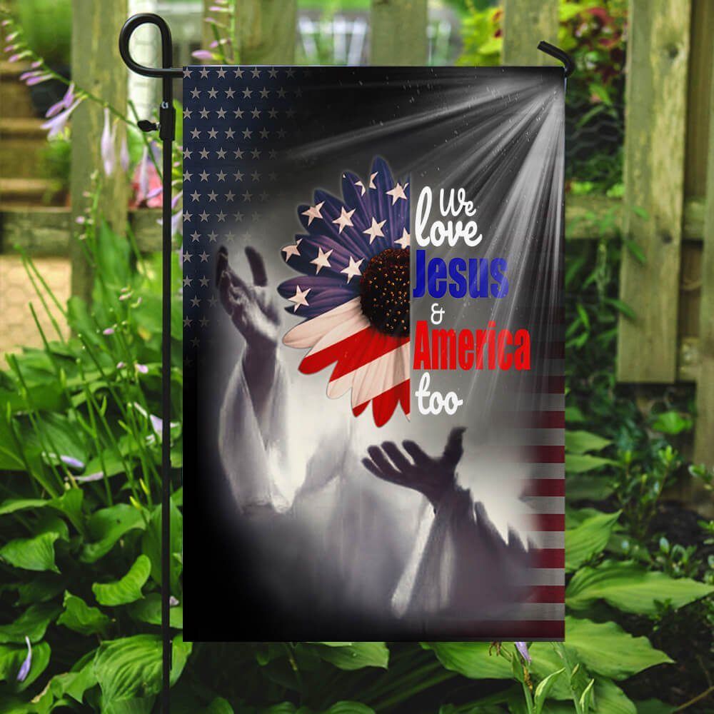 Sunflower Jesus Flagwix™ We Love Jesus And America Too Flag TTV34F - Image 7