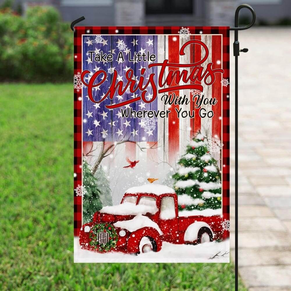Take A Little Christmas With You. Red Truck America Flag - Image 6
