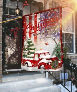 Take A Little Christmas With You. Red Truck America Flag