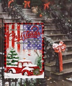 take a little christmas with you. red truck america flag 5370