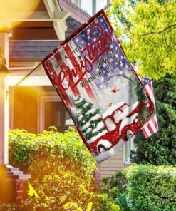 take a little christmas with you. red truck america flag 5923