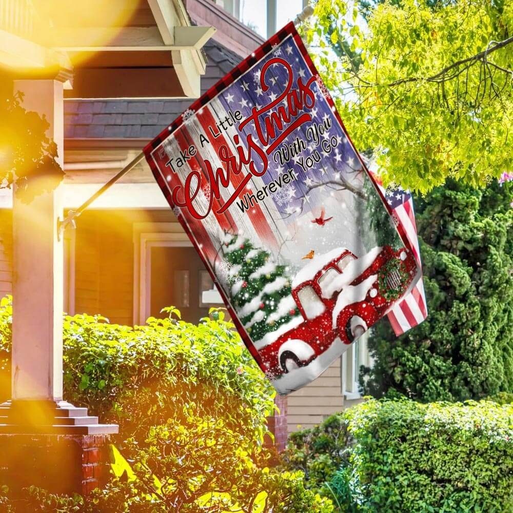 Take A Little Christmas With You. Red Truck America Flag - Image 2