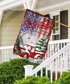 take a little christmas with you. red truck america flag 6711