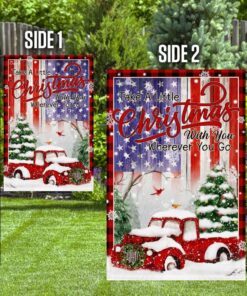 take a little christmas with you. red truck america flag 7311