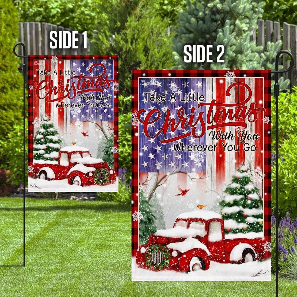 Take A Little Christmas With You. Red Truck America Flag - Image 8