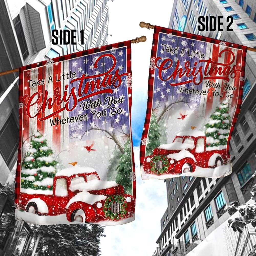 Take A Little Christmas With You. Red Truck America Flag - Image 4