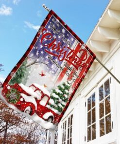take a little christmas with you. red truck america flag 8232