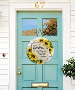 teacher door sign. back to school door sign. teacher plans the seeds of knowledge that last a lifetime lnt433wd 3781