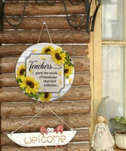 teacher door sign. back to school door sign. teacher plans the seeds of knowledge that last a lifetime lnt433wd 4645