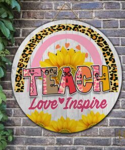 teacher door sign back to school teach love inspire lnt436wd 4187
