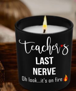 teacher last nerve flame candle funny gifts for teacher lavender vanilla 10oz candle cup 3417