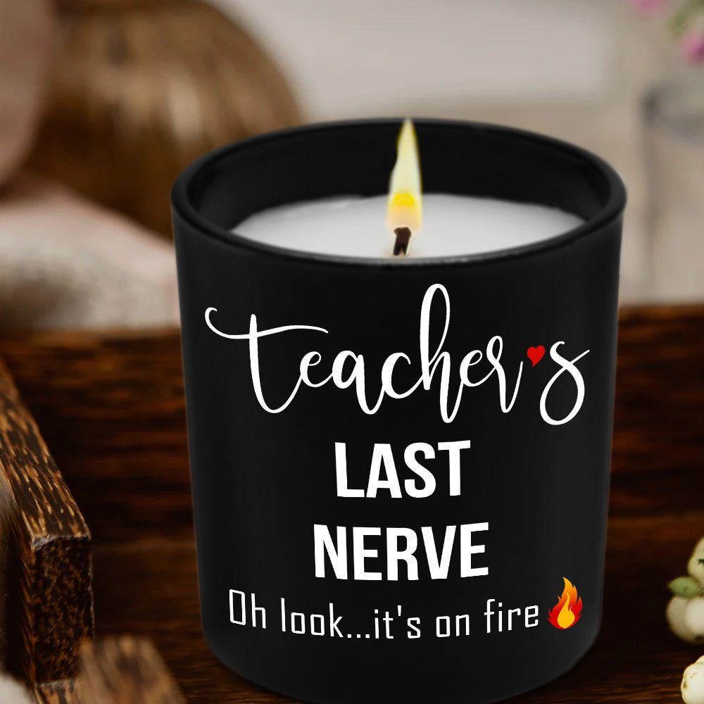 Teacher Last Nerve Flame Candle Funny Gifts For Teacher Lavender Vanilla 10oz Candle Cup - Image 5