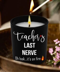 teacher last nerve flame candle funny gifts for teacher lavender vanilla 10oz candle cup 7320