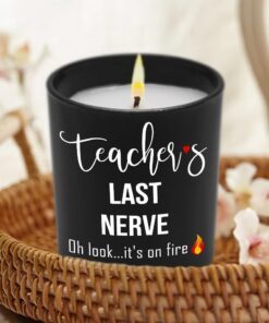 teacher last nerve flame candle funny gifts for teacher lavender vanilla 10oz candle cup 8114