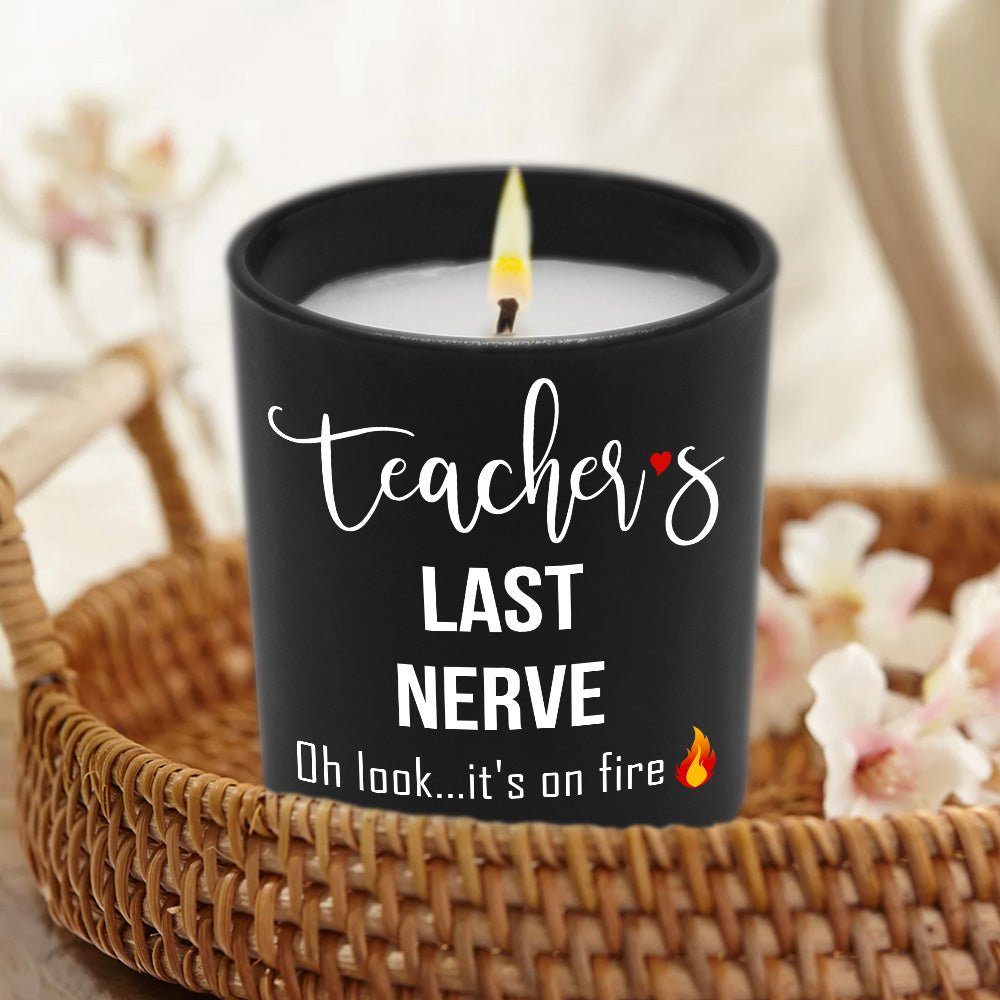 Teacher Last Nerve Flame Candle Funny Gifts For Teacher Lavender Vanilla 10oz Candle Cup - Image 4