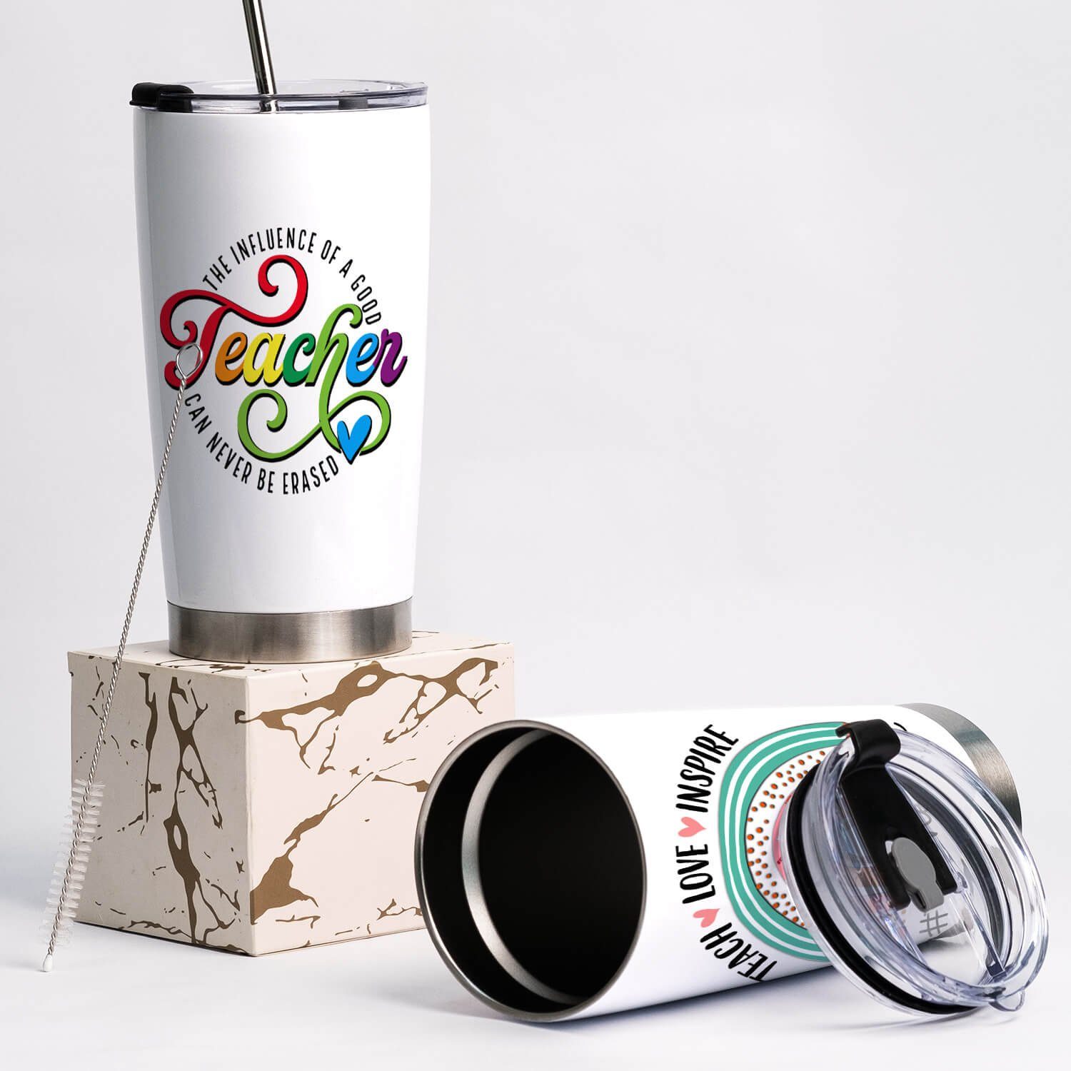 Teacher Tumbler 20oz The Influence Of A Good Teacher Can Never Be Erased LNT531TUv5 - Image 2