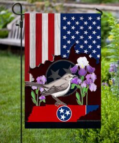 tennessee state mockingbird and iris flower flag mln650f 2195