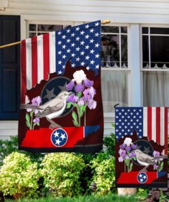 tennessee state mockingbird and iris flower flag mln650f 6999