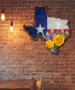 Texas American Yellow Rose Hanging Metal Sign LNT02MS